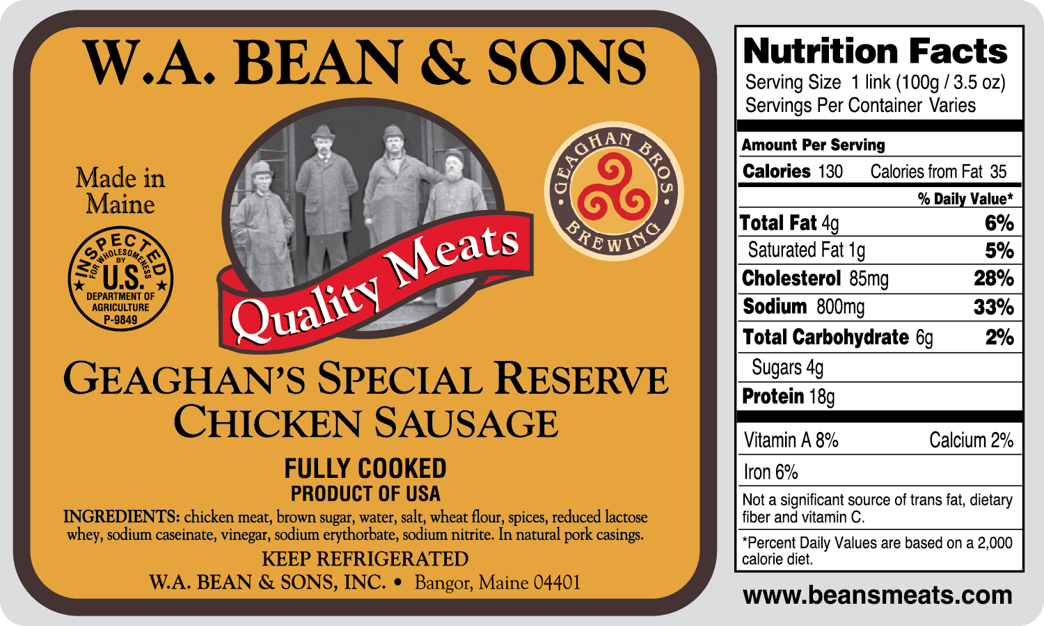 Geaghan's Special Reserve Chicken Sausage
